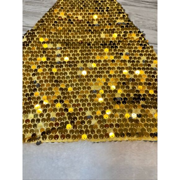 Vinyl ladies gold bow Christmas sweater sweatshirt with Santa hat size M - Picture 7 of 9